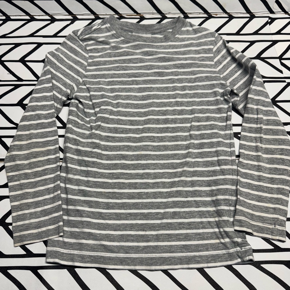 5/$10- Hanna Andersson gray and white striped long sleeve shirt size 8